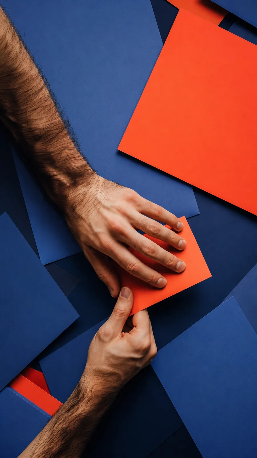 Two people working through a layout in paper